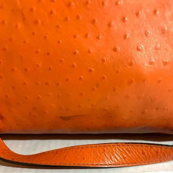 Michael kors orange ostrich embossed leather shoulder handbag - Picture 8 of 10